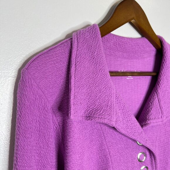 Soft Surroundings Purple Wide Collar Long Sleeve Shirt Size Small Women’s - Picture 4 of 12